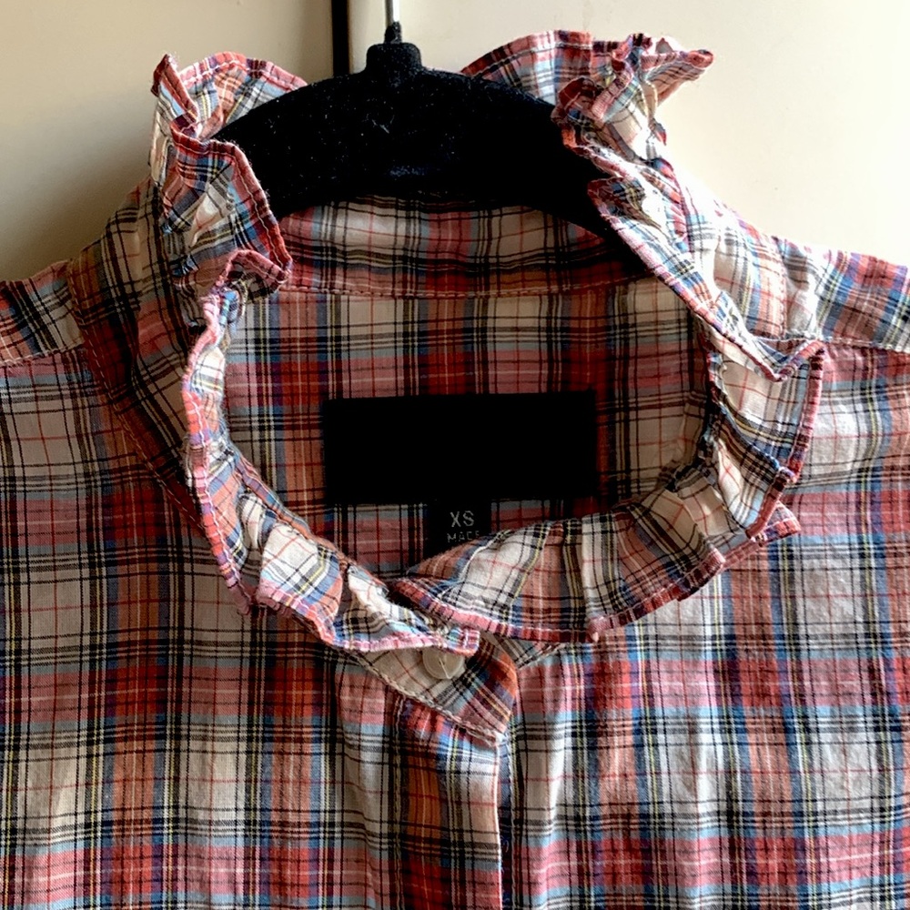 Nili Lotan plaid cotton blouse (XS)